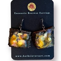 Abstract Yellow Encaustic Earrings