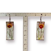 Abstract Orange & Red Flowers on Birch Bark