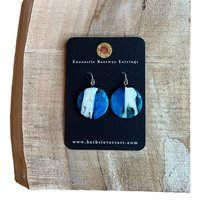 Blue/White Abstract Encaustic Earrings
