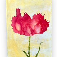 Red Floral Blank Greeting Card