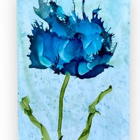 Blue Floral Blank Greeting Cards