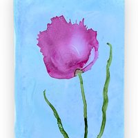 Pink Floral Blank Greeting Card