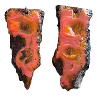 Pink & Orange Abstract Encaustic Earrings