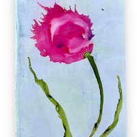 Pink Floral Blank Greeting Card