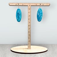 Abstract Aqua Encaustic Earrings 