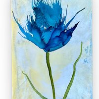 Blue Floral Blank Greeting Cards