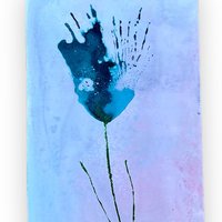 Blue Floral Blank Greeting Cards