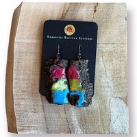 Pansexual Pride Encaustic Earrings