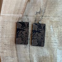 Green Abstract Encaustic Earrings