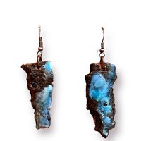 Abstract Blue Encaustic Earrings