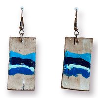 Abstract Blue Encaustic Earrings