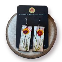 Abstract Orange & Red Flowers on Birch Bark