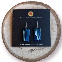 Abstract Blues Encaustic Earrings