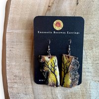 Yellow Tree Live Edge Encaustic Earrings