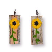 Sunflowers on Birch Encaustic Earrings
