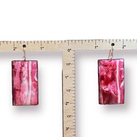 Pink Abstract Encaustic Earrings