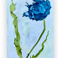 Blue Floral Blank Greeting Cards