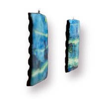 Blue Stripes Encaustic Earrings