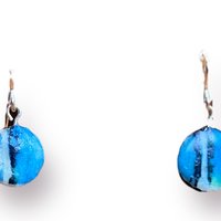 Abstract Blues Encaustic Earrings