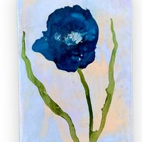 Blue Floral Blank Greeting Cards