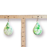 Leaf Monoprint Teardrop Shaped Encaustic Earrings