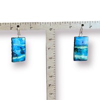 Blue Stripes Encaustic Earrings