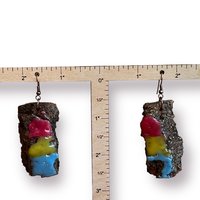 Pansexual Pride Encaustic Earrings