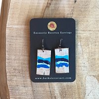 Abstract Blue Encaustic Earrings