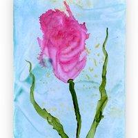 Pink Floral Blank Greeting Card