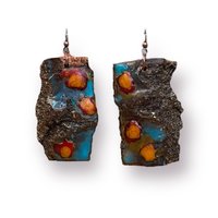 Six abstract Flowers Encaustic Earrings