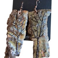 Large Tree Encaustic Earrings