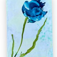 Blue Floral Blank Greeting Cards