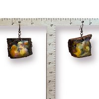 Abstract Yellow Encaustic Earrings