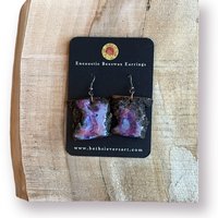 Abstract Pink & Purple Encaustic Earrings