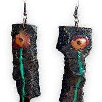 Abstract Poppy Encaustic Earrings