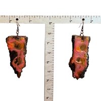 Pink & Orange Abstract Encaustic Earrings