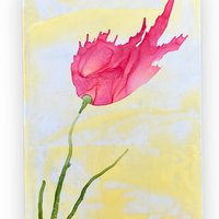 Red Floral Blank Greeting Card