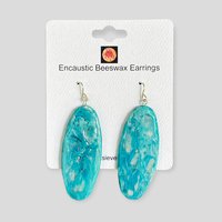 Abstract Aqua Encaustic Earrings 