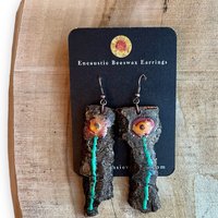 Abstract Poppy Encaustic Earrings