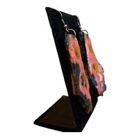 Pink & Orange Abstract Encaustic Earrings