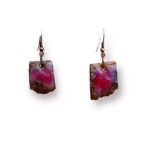 Abstract Pink Encaustic Earrings