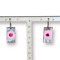 Abstract Pink Daisy Encaustic Earrings