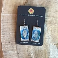 Leaf Print Encaustic Earrings