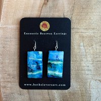 Blue Stripes Encaustic Earrings