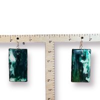 Green Abstract Encaustic Earrings