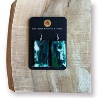 Green Abstract Encaustic Earrings