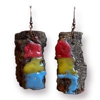 Pansexual Pride Encaustic Earrings