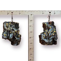 Vining Yellow Abstract Flower Encaustic Earrings