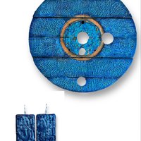 Blue Textured Abstract Encaustic Earrings