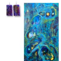 Purple Abstract Encaustic Earrings